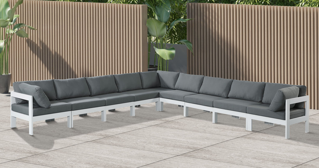 Nizuc - Outdoor Patio 9 Piece Modular Sectional With White Frame