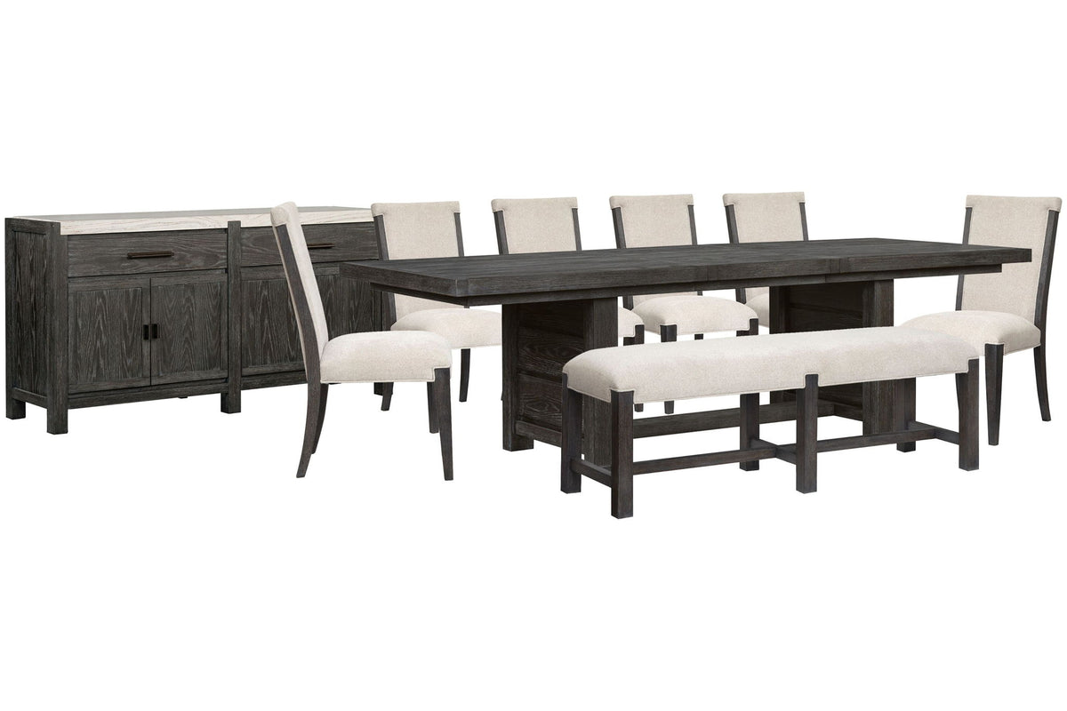Plum Creek - 9 Piece Extendable Trestle Dining Table Set