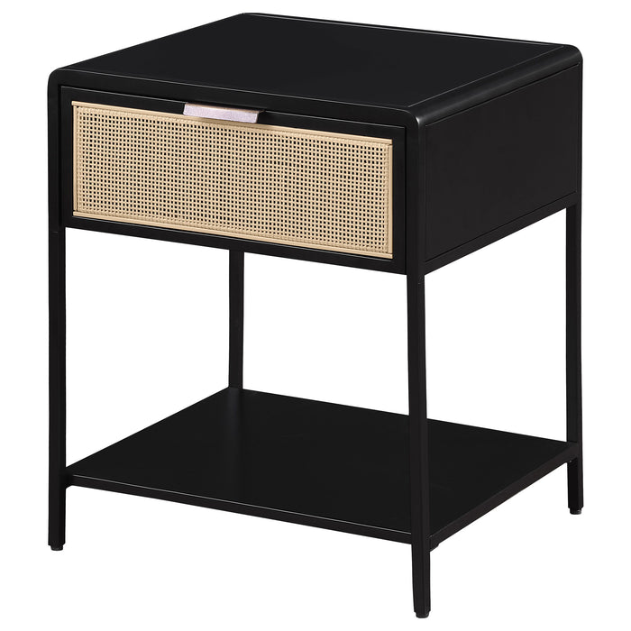 Amherst - 1-Drawer Radio Weave Rattan Metal Side Table