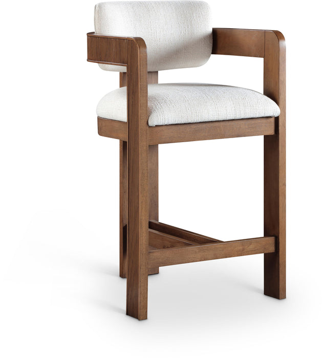 Sacha - Linen Stool With Brown Base