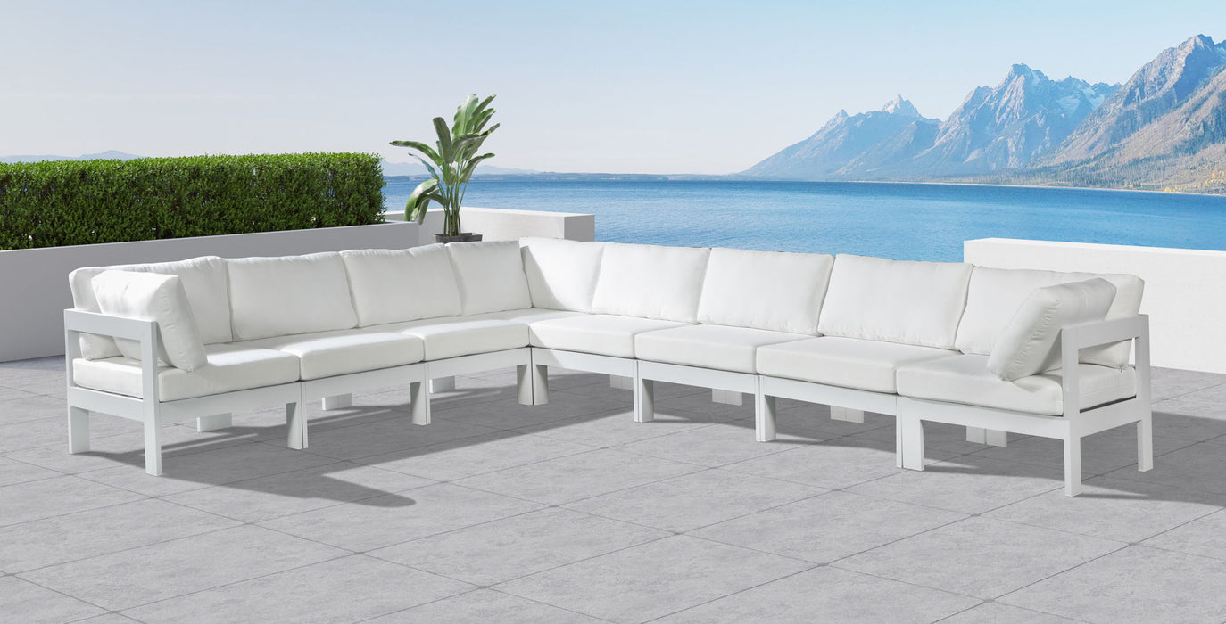 Nizuc - Outdoor Patio 8 Piece Modular Sectional With White Frame