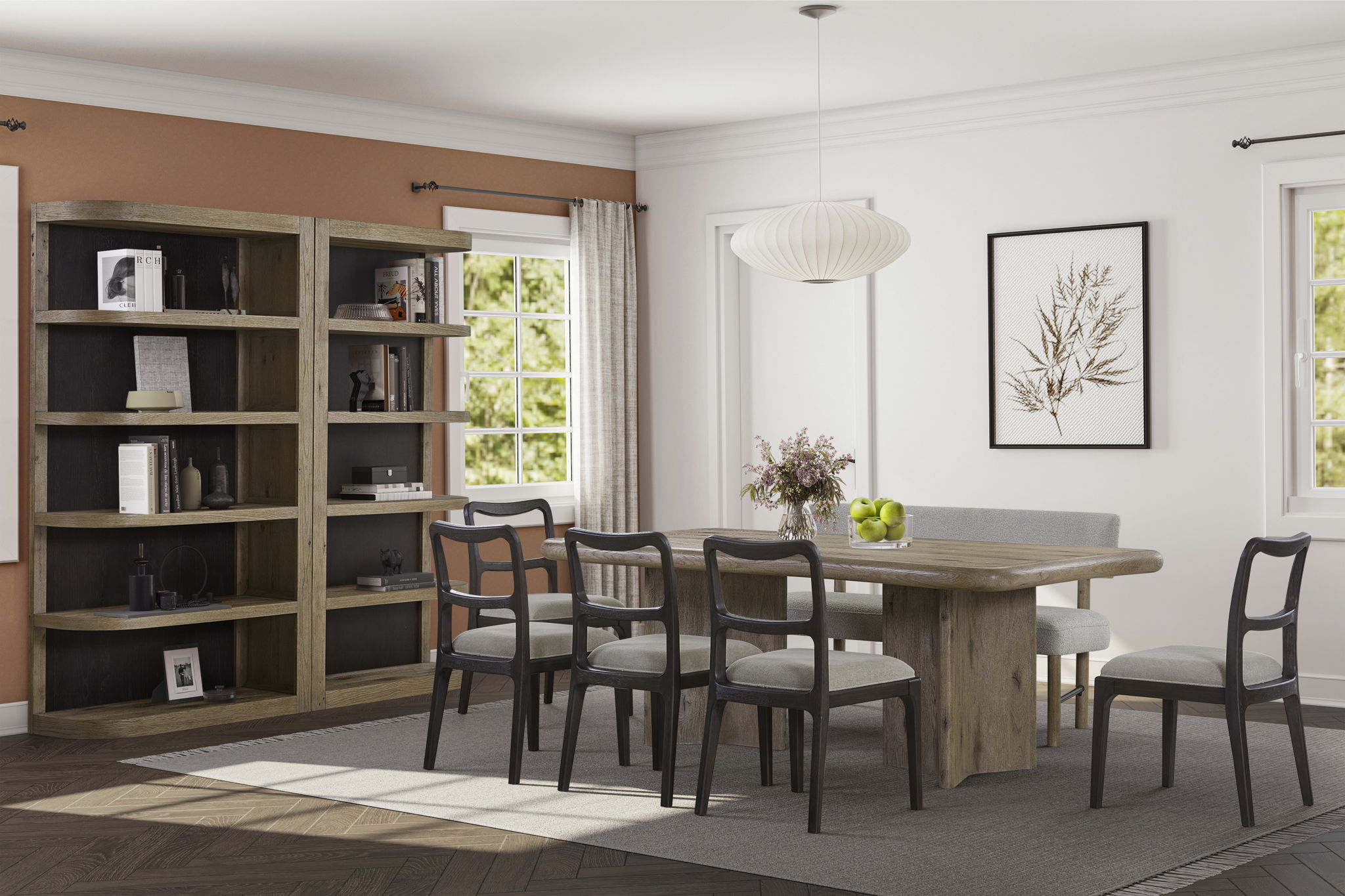 Pagosa - Upholstered Bench - English Knotty Oak / Gray