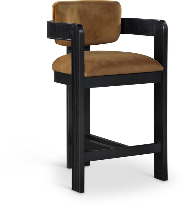 Sacha - Velvet Stool With Black Base