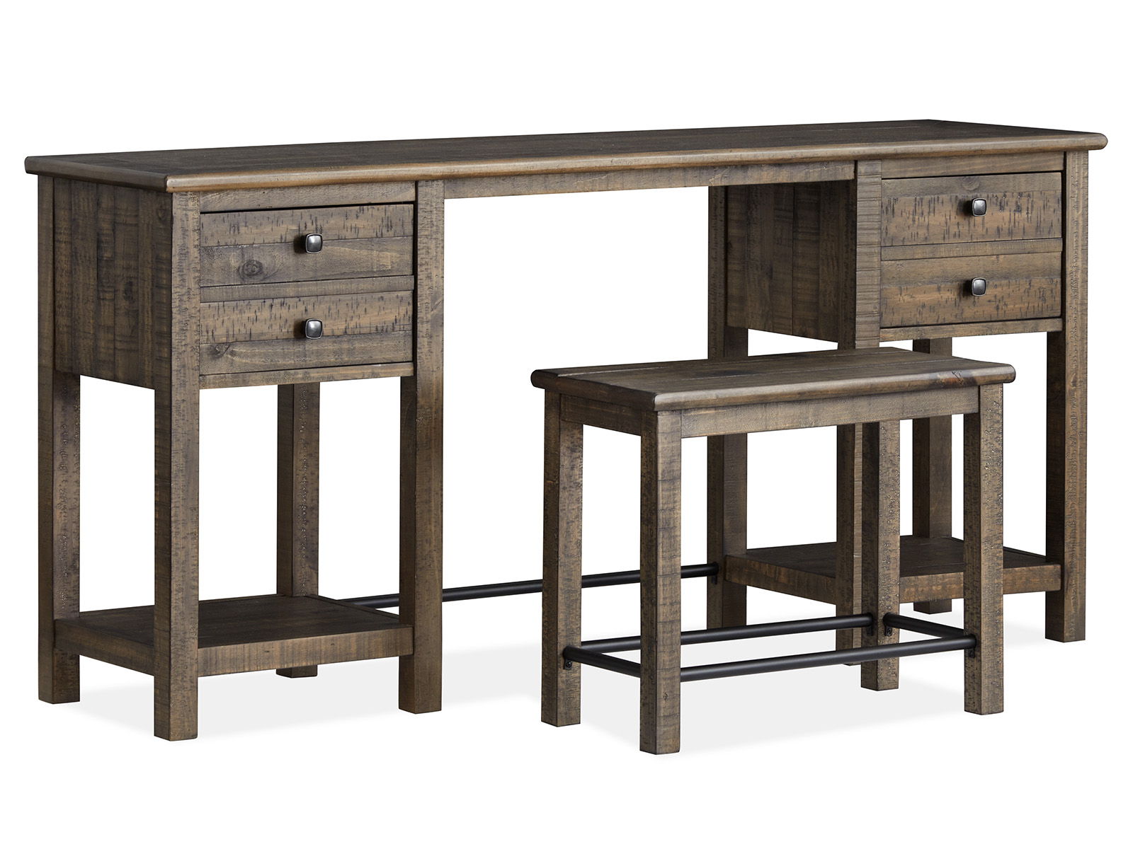 Smithton - Rectangular Sofa Table With 1 Stool - Homestead Brown