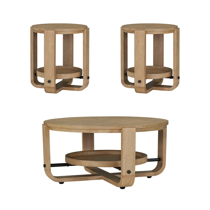 Escape - 3 Piece Occasional Table Set - Glazed Natural Oak