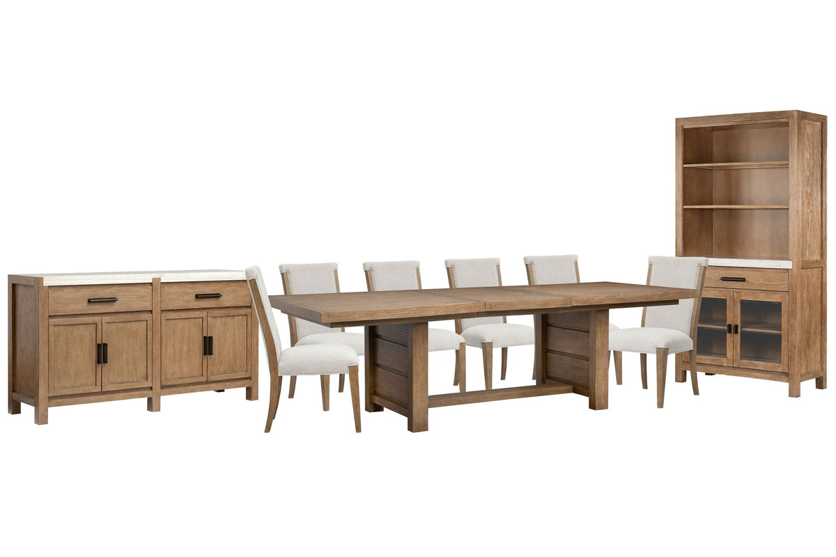 Plum Creek - 9 Piece Extendable Trestle Dining Table Set