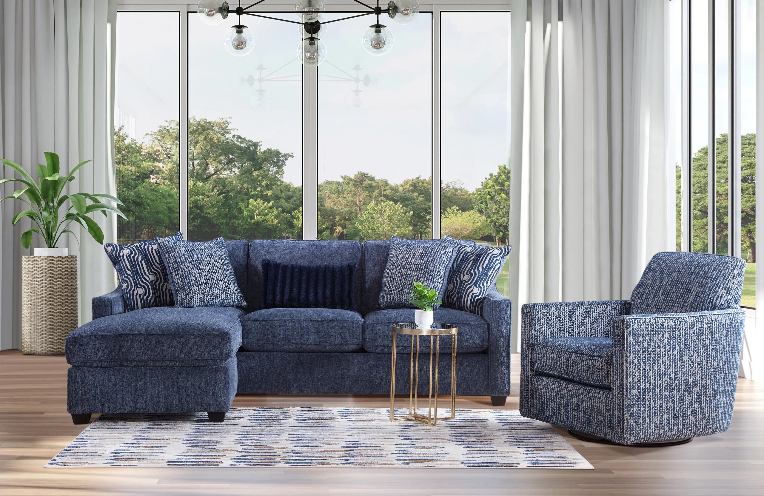 Bowmore Navy Sofa Chaise
