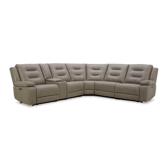 Caldwell - 6 Piece Modular Power Reclining Sectional With Power Adjustable Headrests - Theo Fog