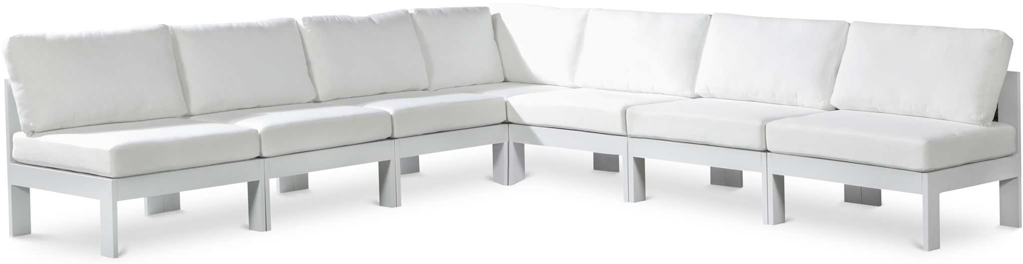 Nizuc - Outdoor Patio 7 Piece Modular Sectional With White Frame