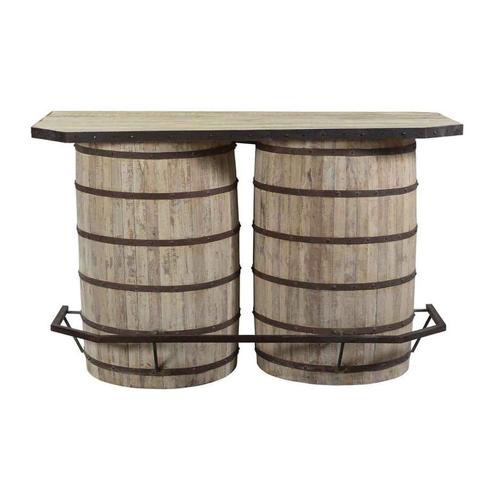 Reclaimed Wood Barrel Bar - Light Brown
