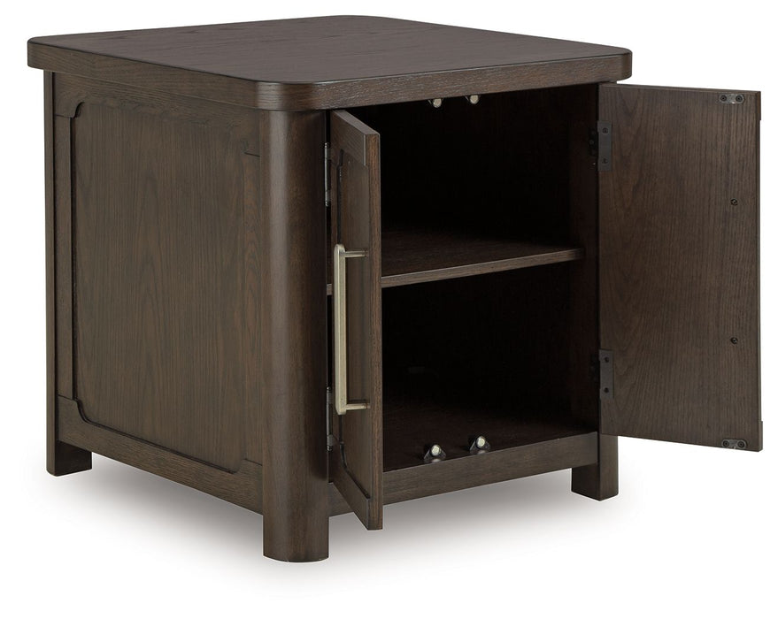 Breckington - Rectangular 2-door End Table - Dark Brown