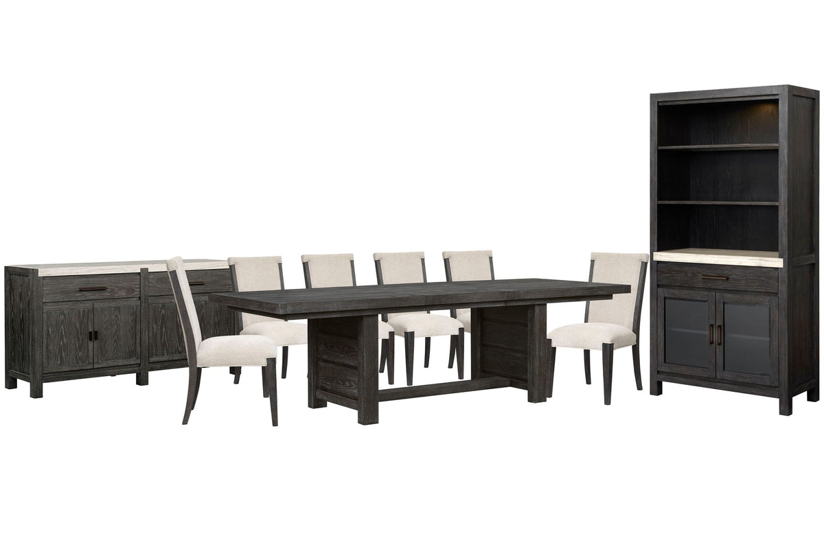 Plum Creek - 9 Piece Extendable Trestle Dining Table Set