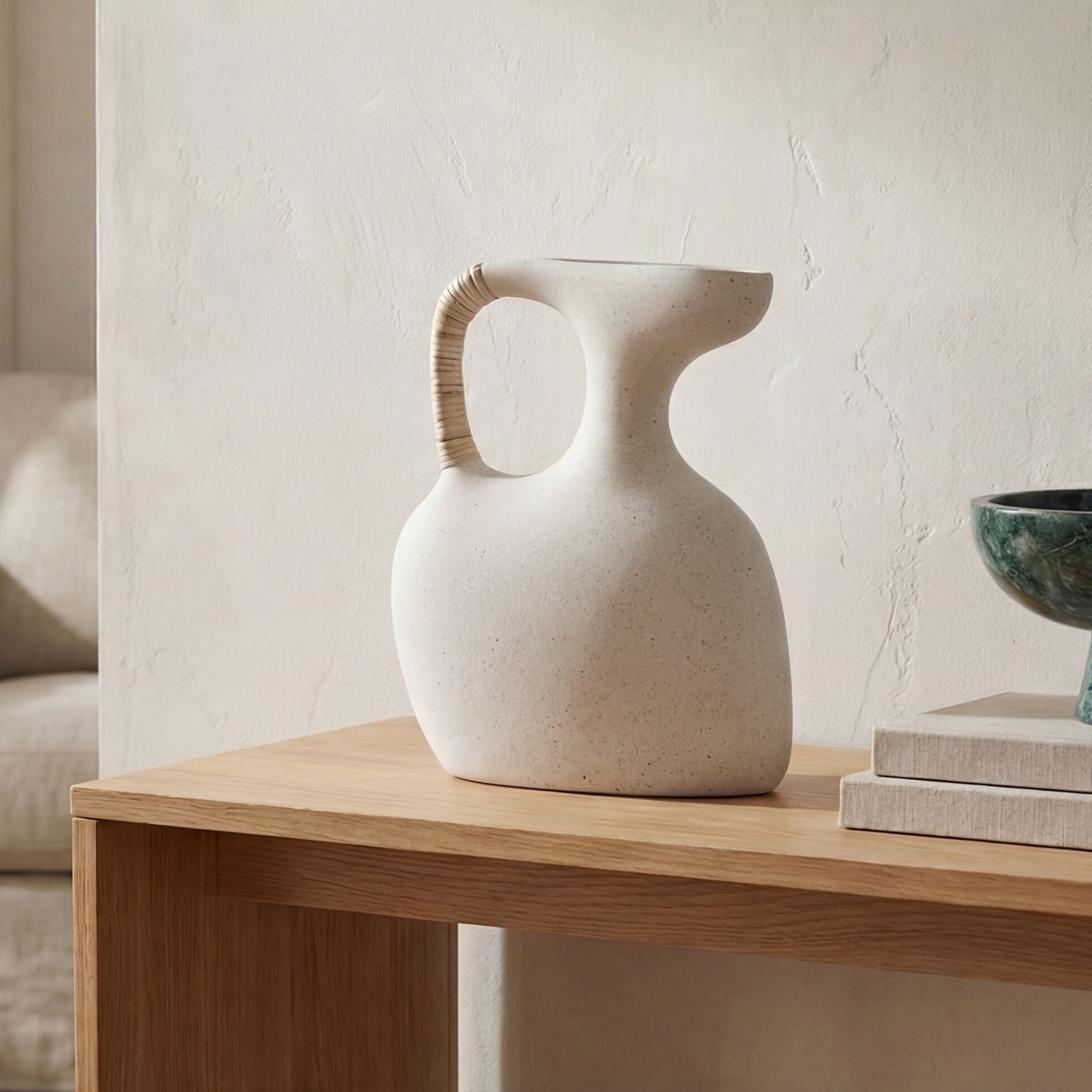Vila - 13" Sculptural Vessel - Cream / White