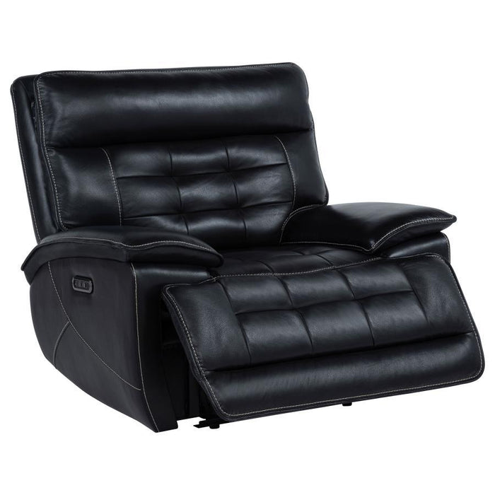 Hewitt - Leather Upholstered Dual Power Recliner Chair - Black