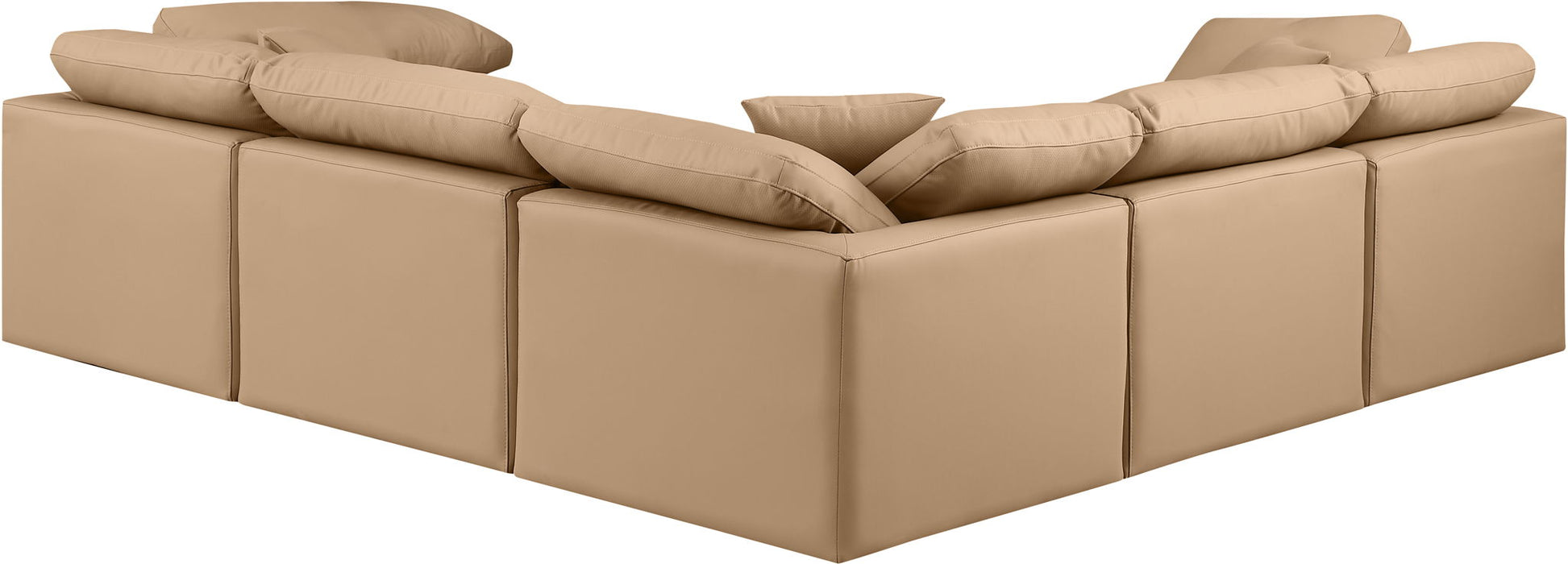 Indulge - Faux Leather 5 Piece Modular Corner Sectional - Tan