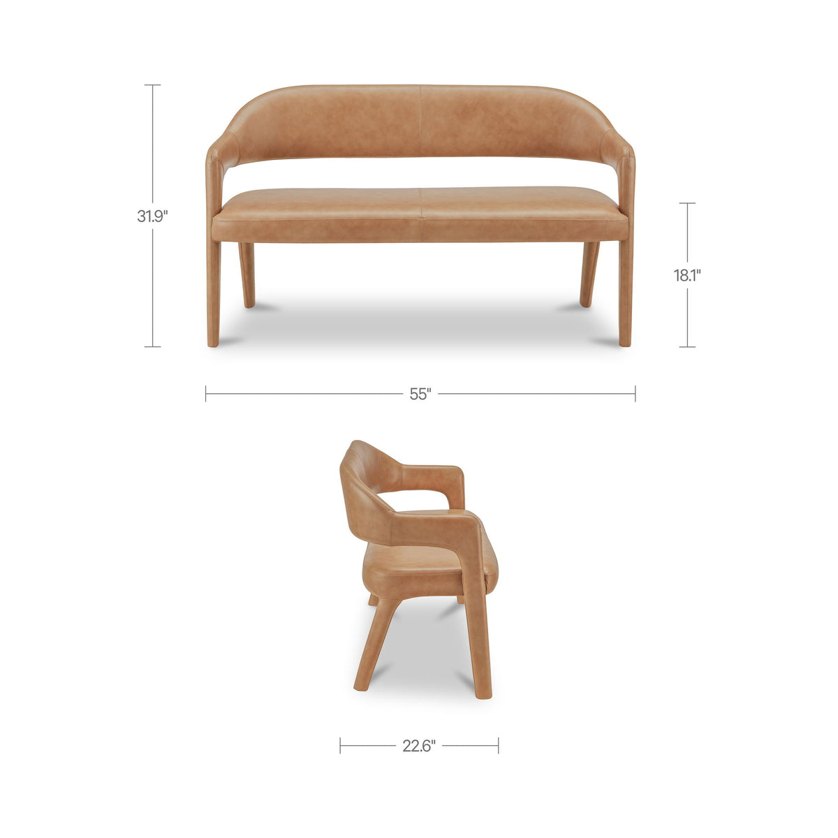 Martens - Dining Bench Leather - Tan