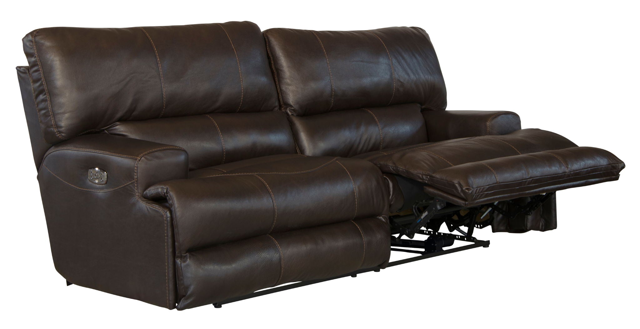 Wembley - Italian Leather Match Power Lay Flat Reclining Sofa With Power Adjustable Headrest & Lumbar - Chocolate