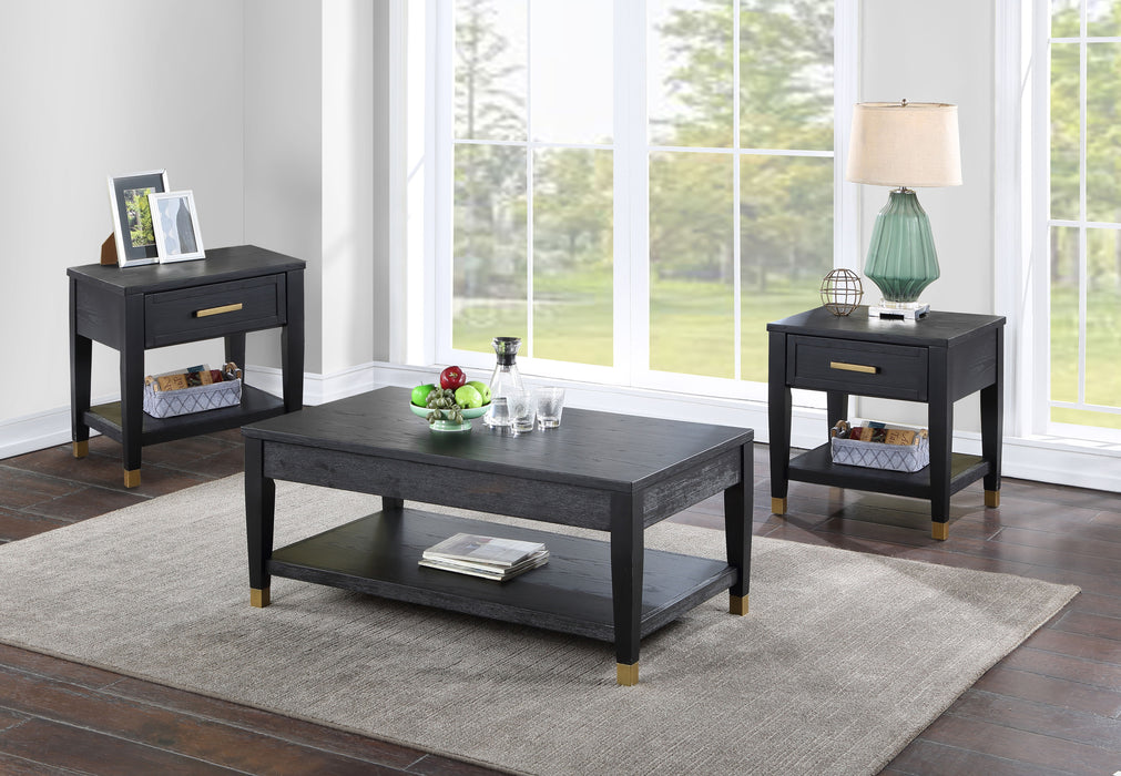 Yves - Cocktail & 2 End Table Set - Black