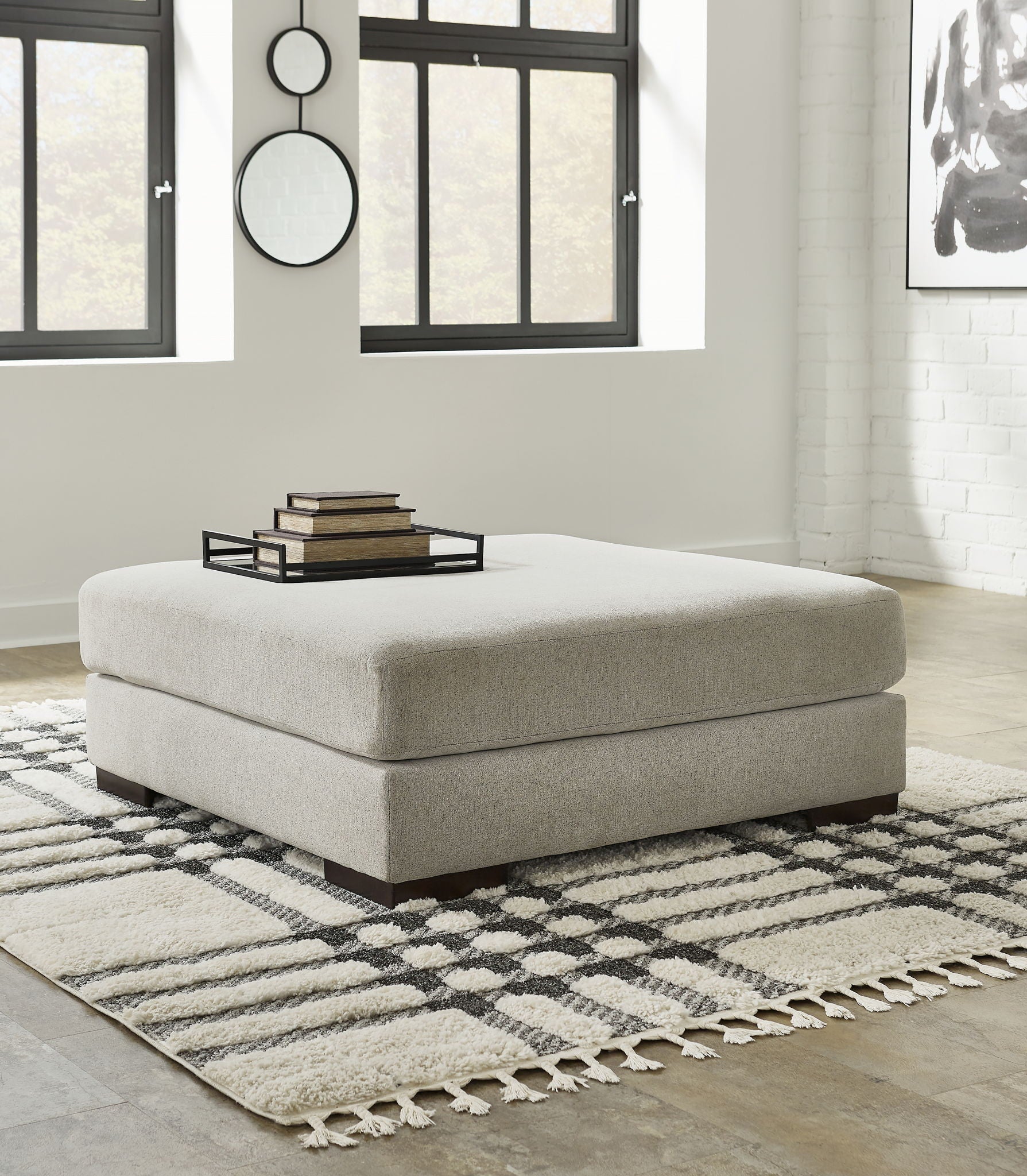 Artsie - Oversized Accent Ottoman - Ash