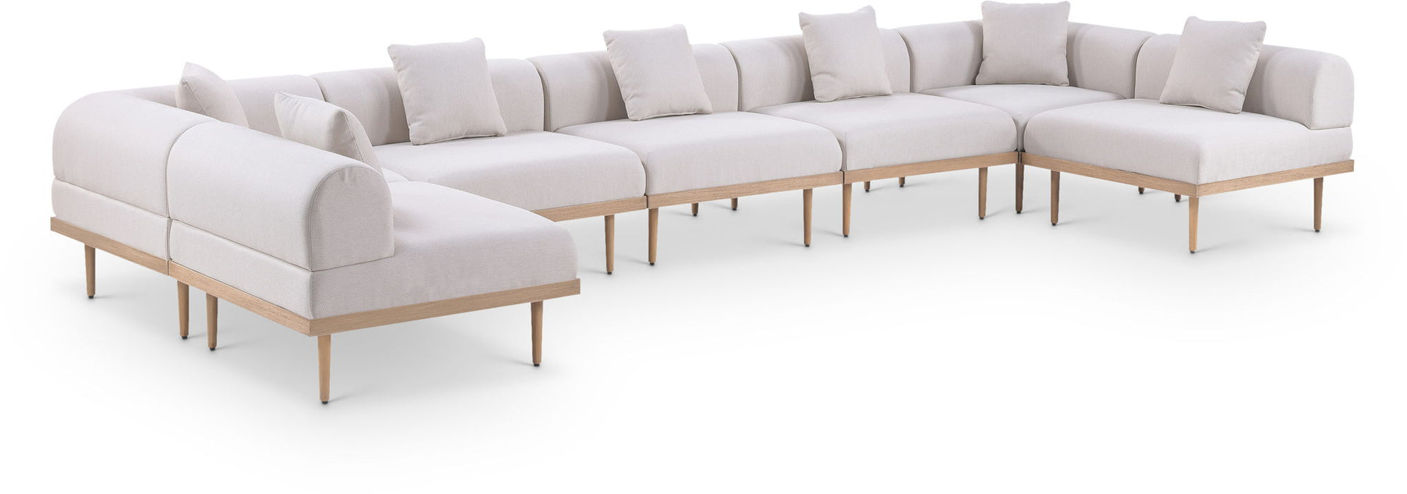 Laguna - 7 Piece Resilient Water Resistant Fabric 142" Upholstered Outdoor Patio Modular Sectional