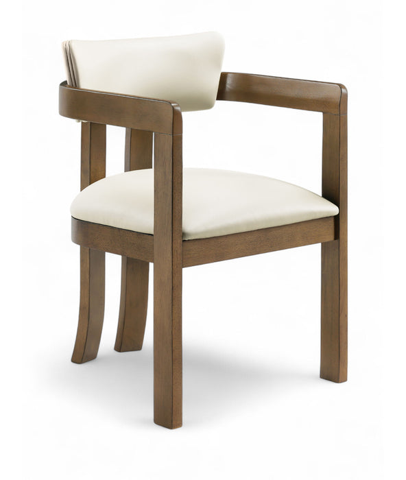 Lavrin - Vegan Leather Upholstered Dining Arm Chair (Set of 2) - Walnut Base