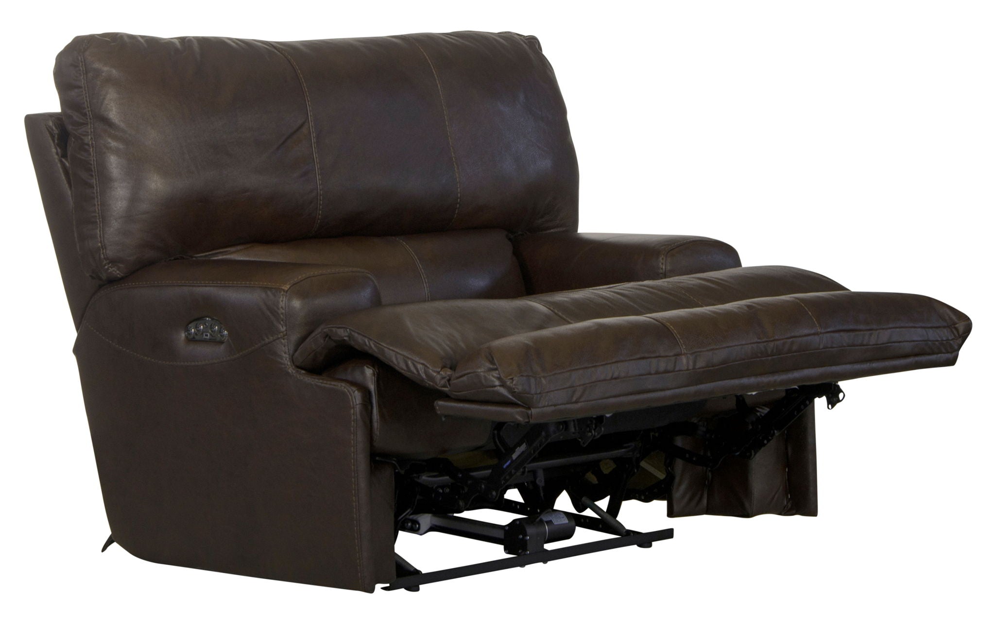 Wembley - Italian Leather Match Power Lay Flat Recliner With Power Adjustable Headrest - Chocolate