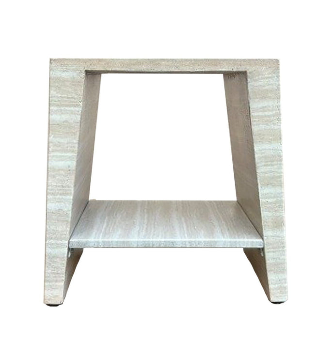 Rosen - Outdoor Concrete Rectangle End Table - Travertine