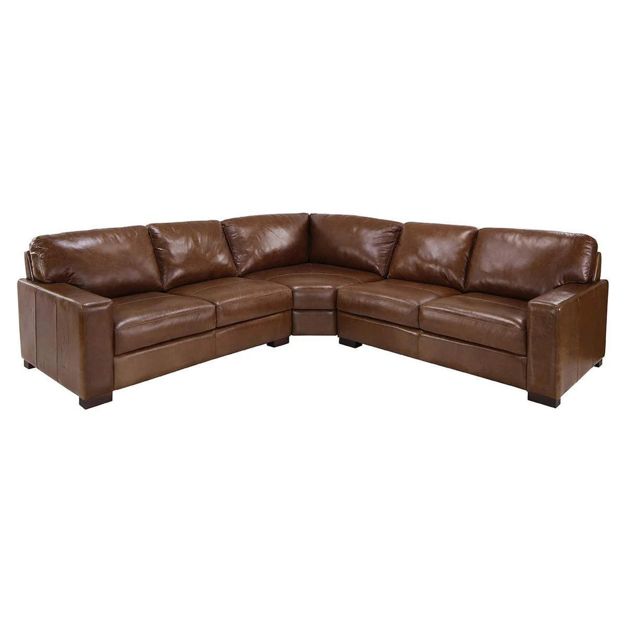 Beckham Chestnut Leather 3-Piece Sectional