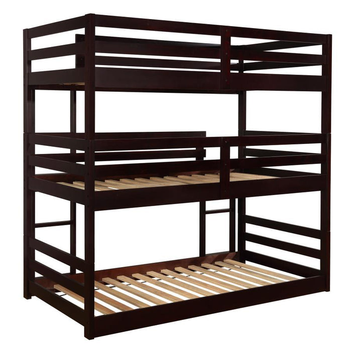 Sandler - Wood Twin Triple Bunk Bed - Cappuccino