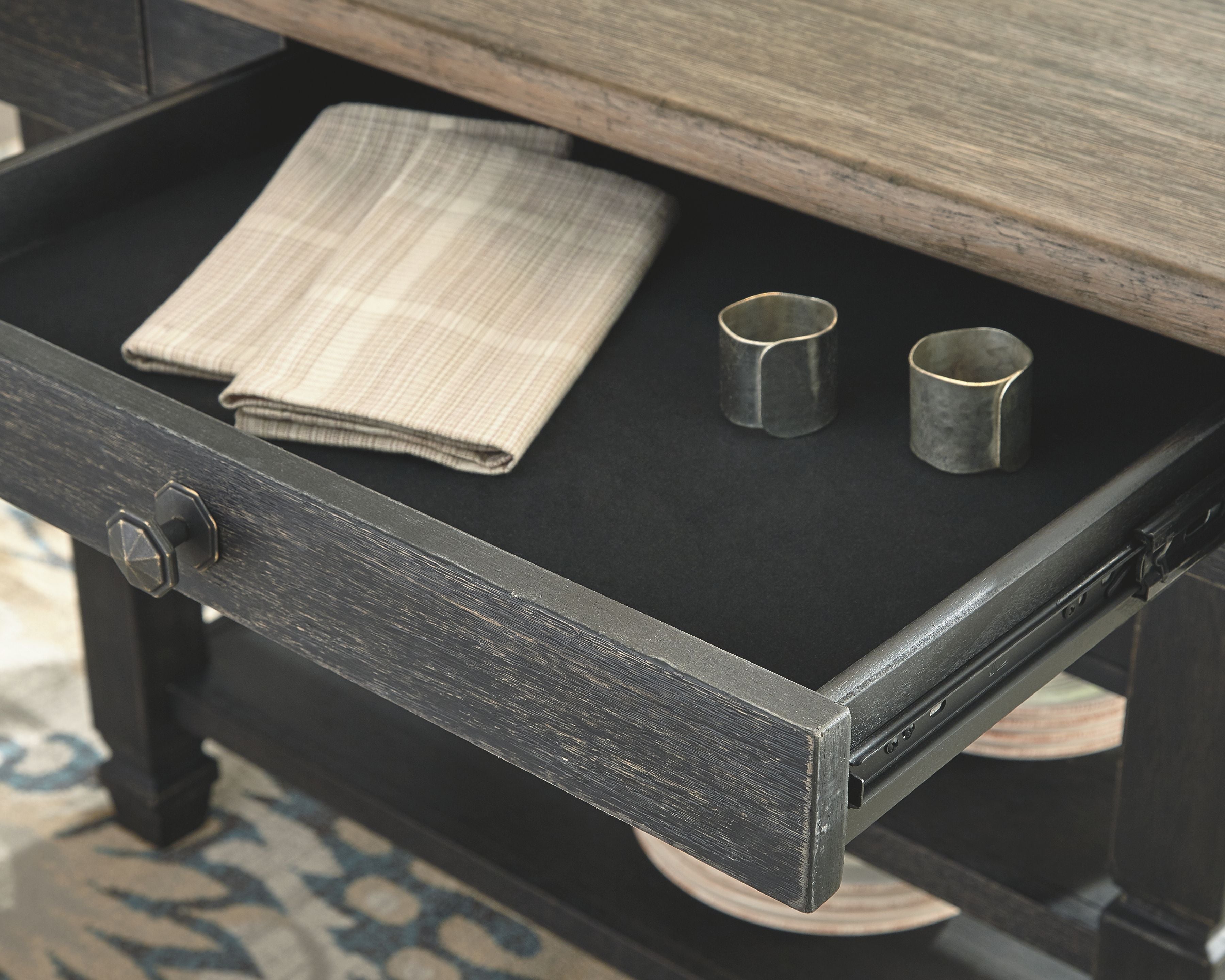 Tyler Creek - Rectangular Dining Room Counter Table - Black / Gray