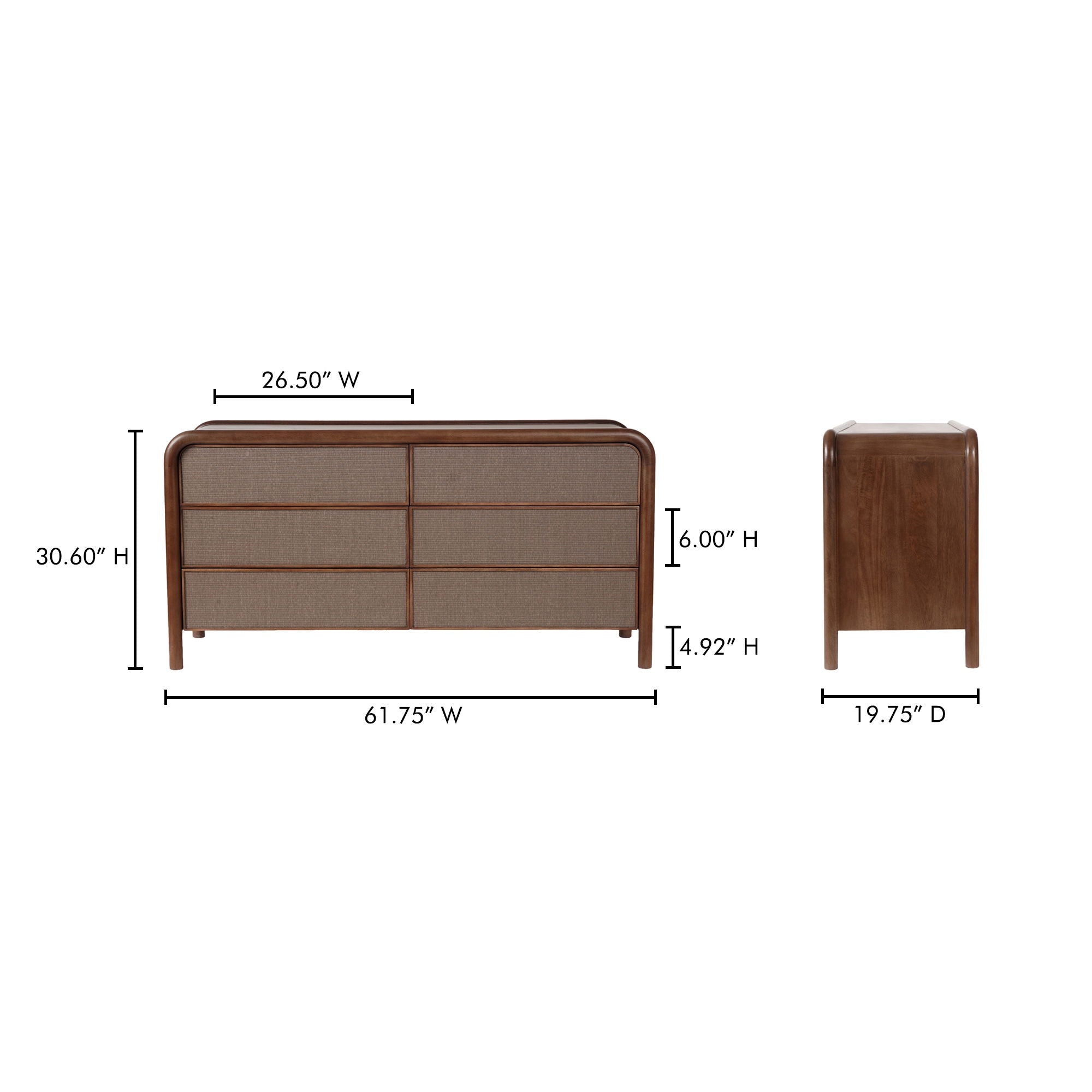 Rye - 6 Drawer Dresser - Warm Brown