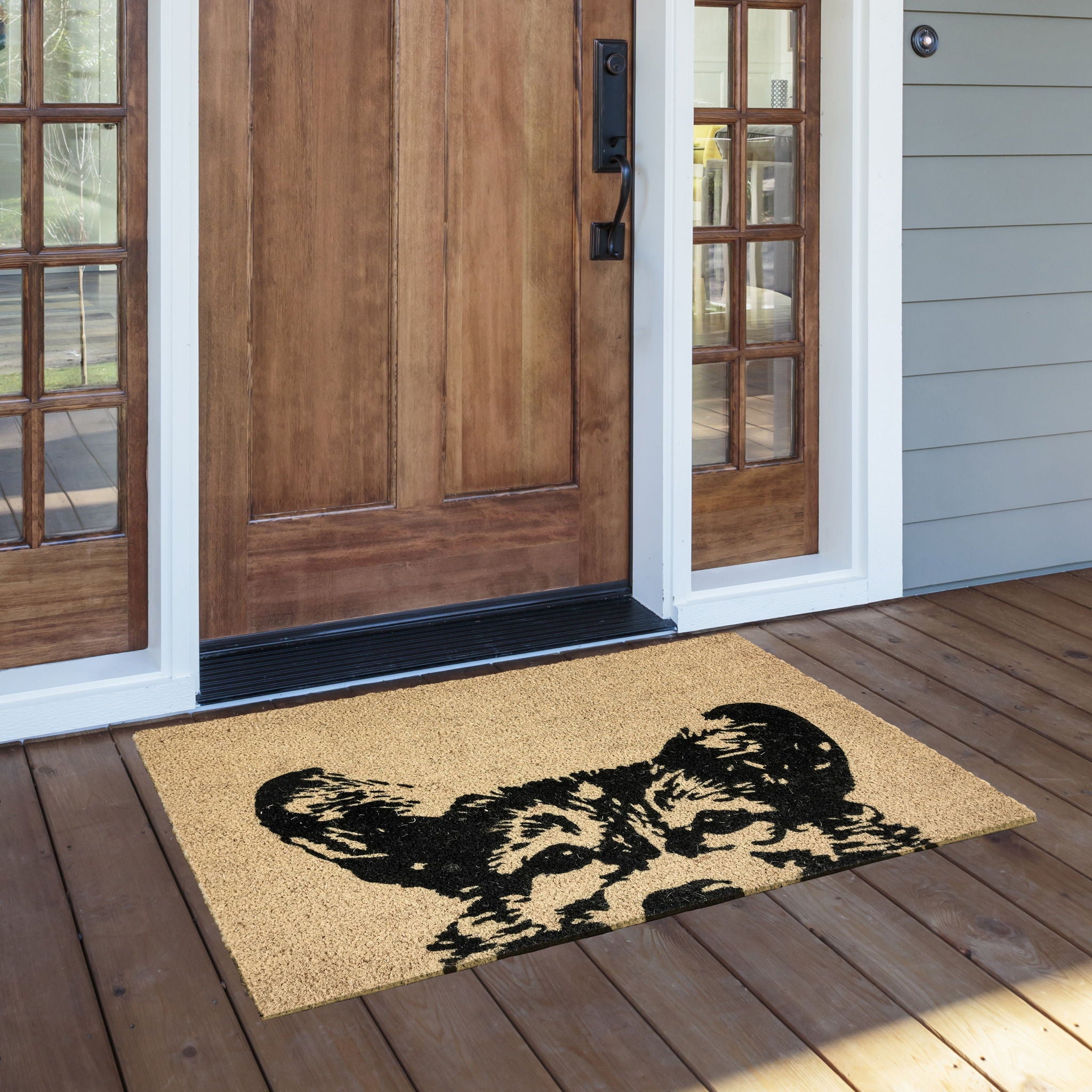 Doormats - Earnest Dog Doormat - Black & Beige