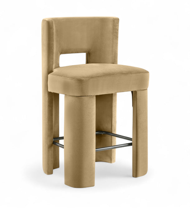 Zuno - Velvet Performance Fabric Upholstered Counter Stool (Set of 2)