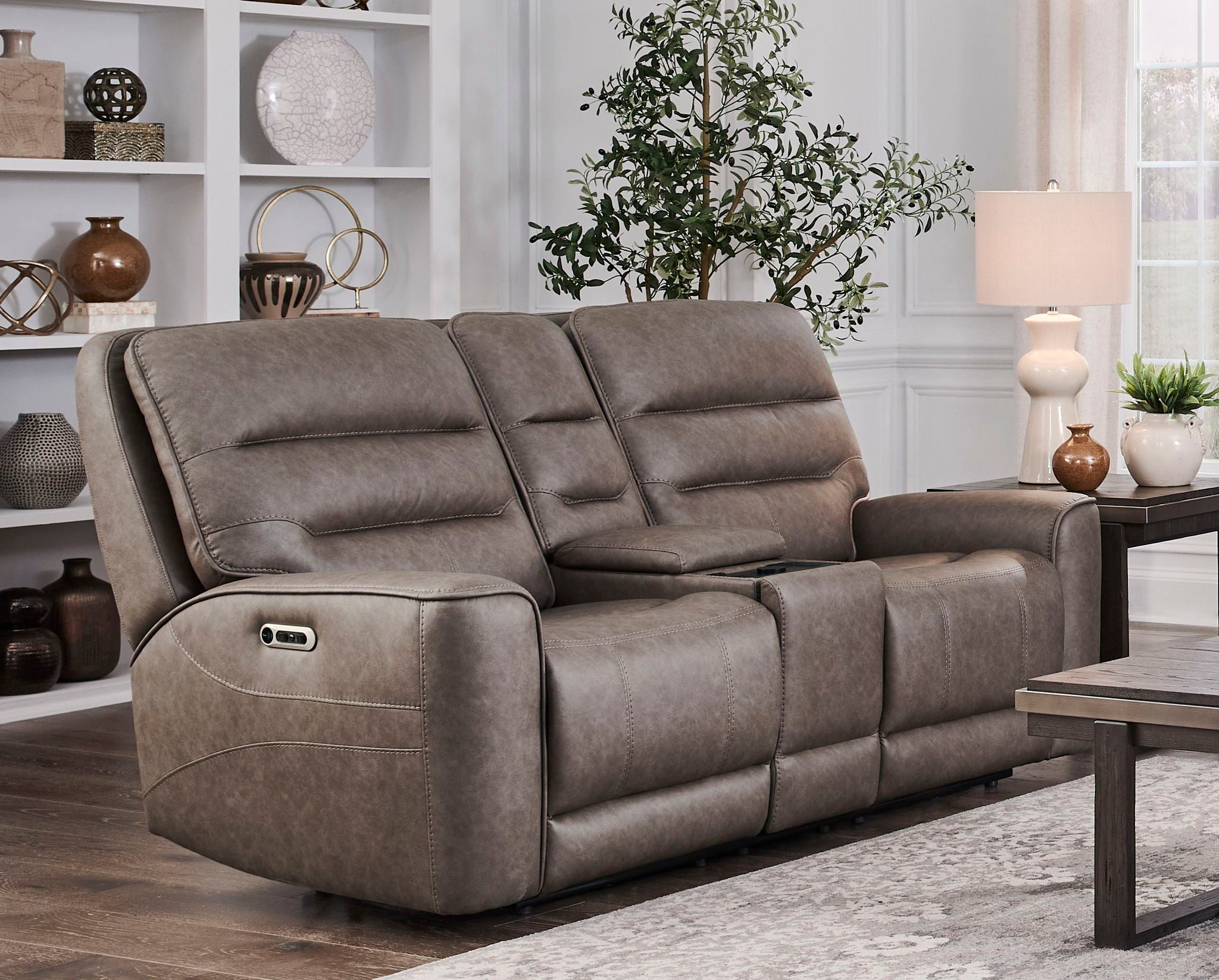 Lawson - Power Zero Gravity Tilt Console Loveseat P2 - Sydney Brunette