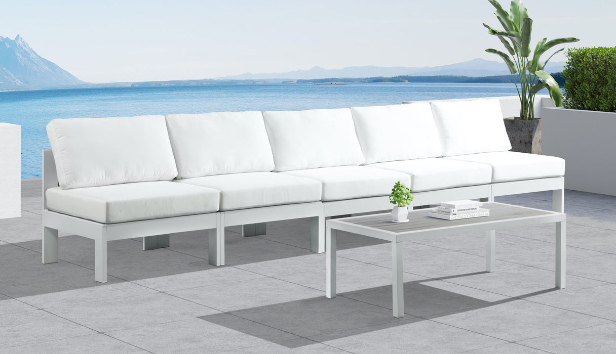 Nizuc - Outdoor Patio 5 Seat Modular Armless Sofa With White Frame