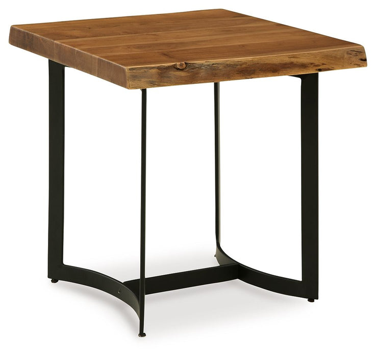 Fortmaine - Rectangular End Table - Brown / Black