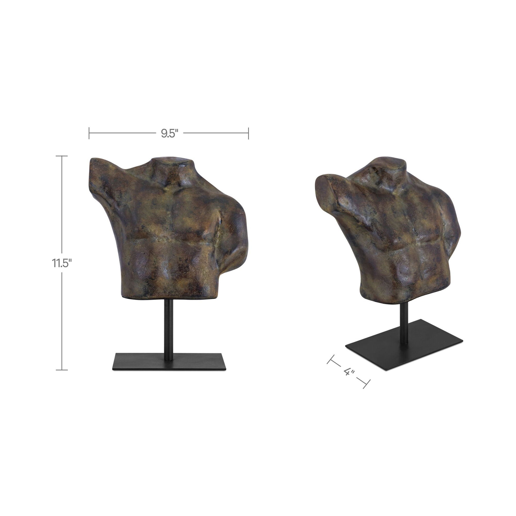 Victor - Cast Aluminum Sculpture - Dark Green Patina / Brown