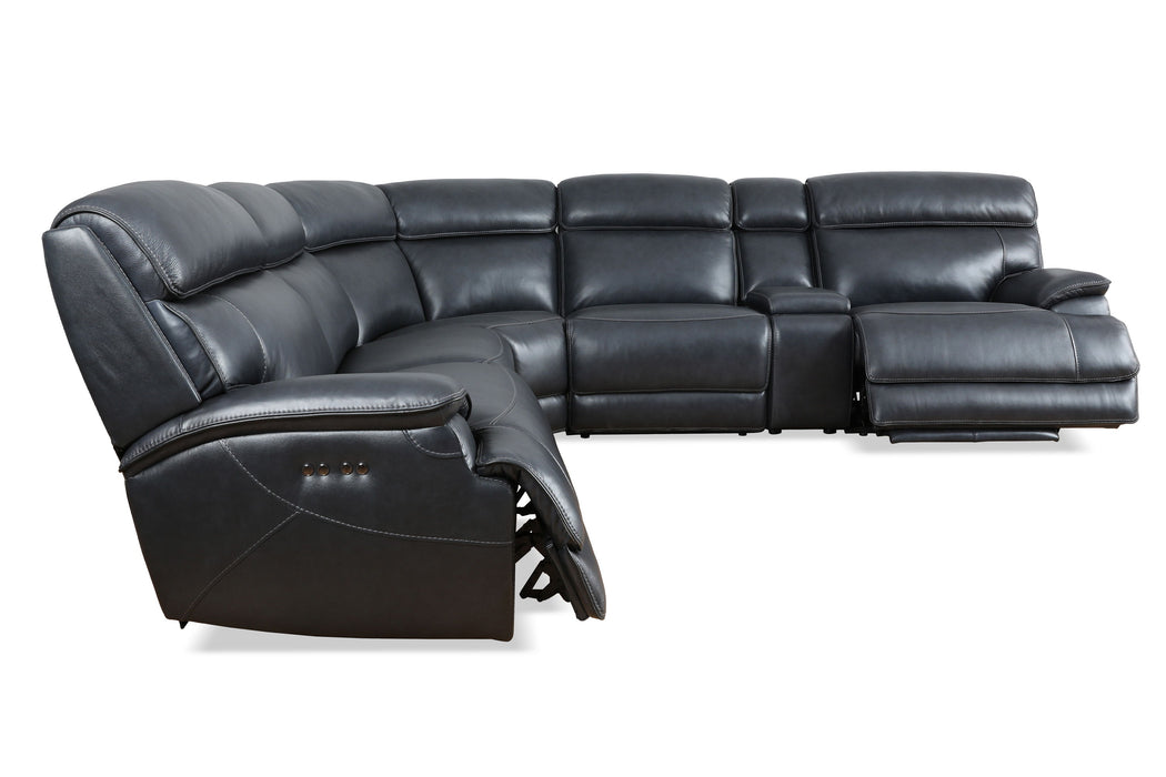 Forum - 6 Piece Modular Power Reclining Sectional with Power Headrests - Blueberry