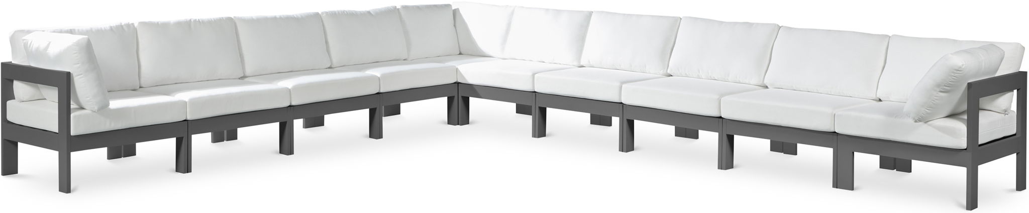 Nizuc - Outdoor Patio 10 Piece Modular Sectional With Gray Frame