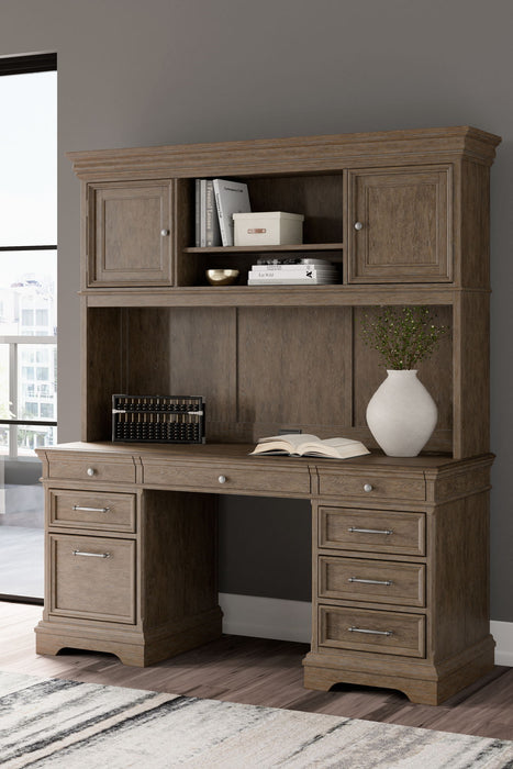 Janismore - Credenza with Hutch - Weathered Gray