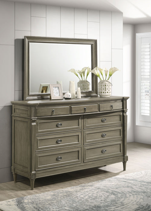 Alderwood - 9-Drawer Dresser With Mirror - French Gray