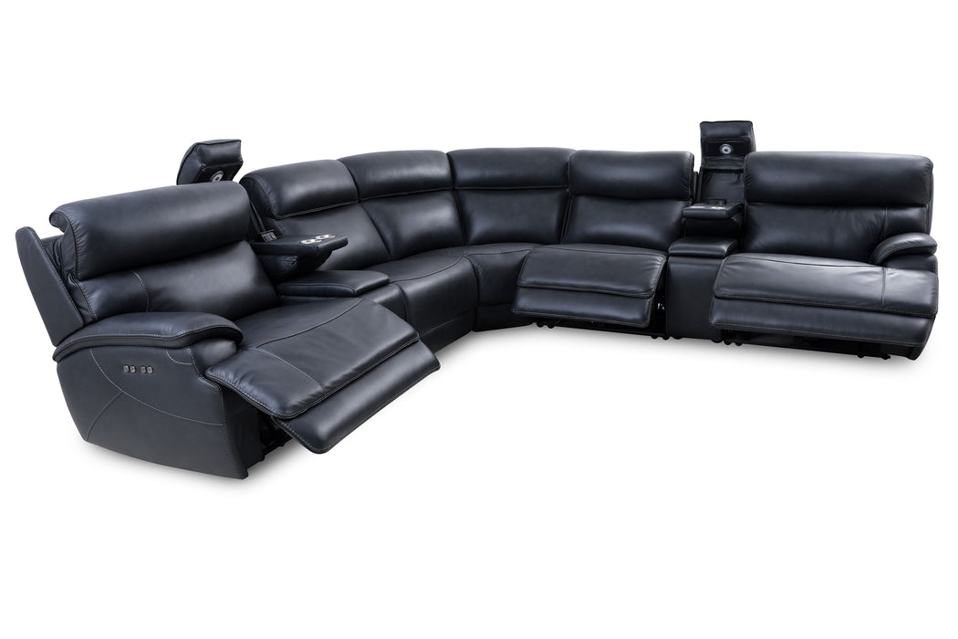 Forum - 7 Piece Modular Power Reclining Sectional with Power Headrests - Blueberry