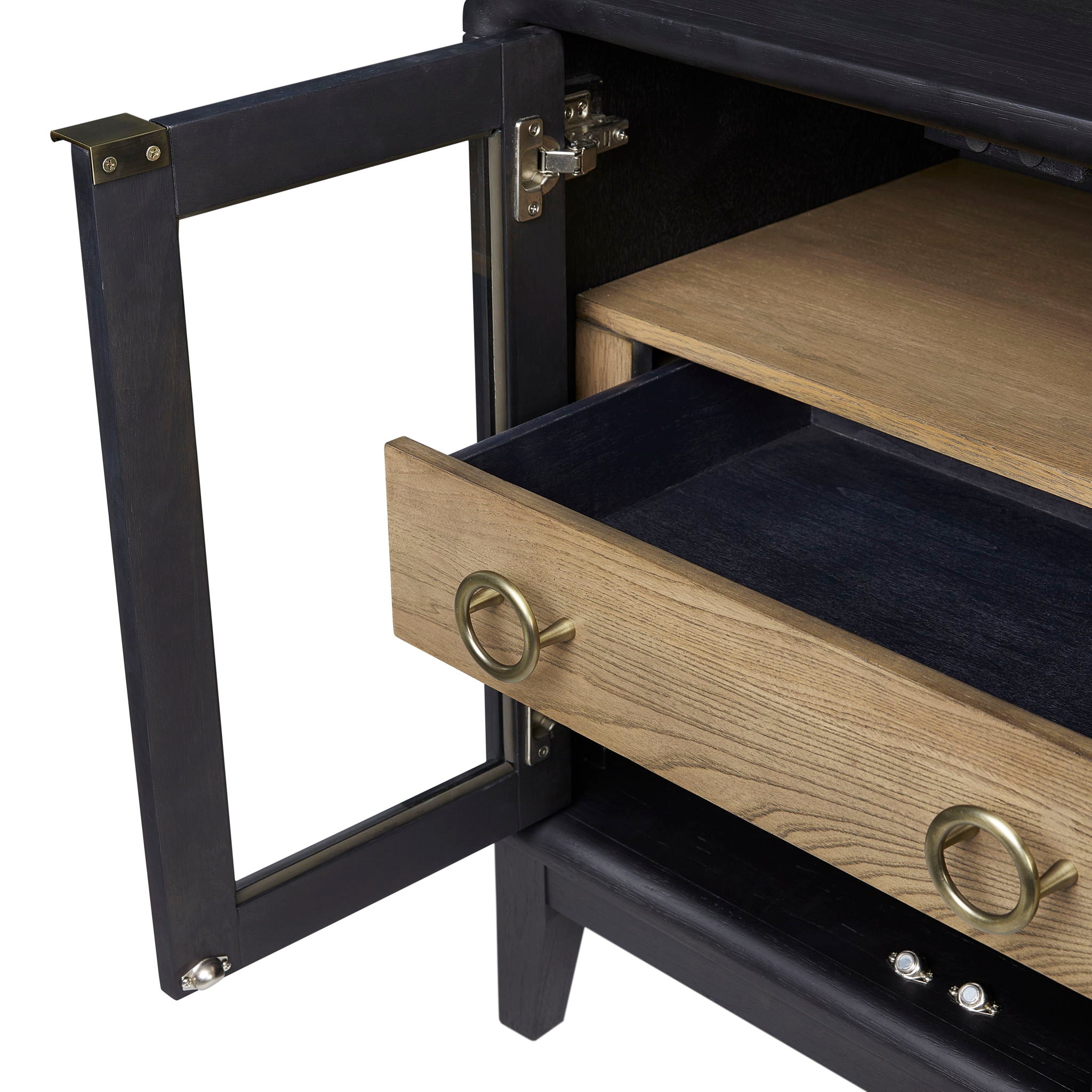 Elure - Glass Door Nightstand - Peppercorn