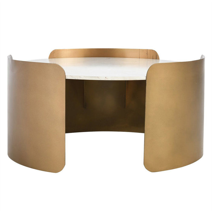 Viola - Round Coffee Table - Brass/Marble