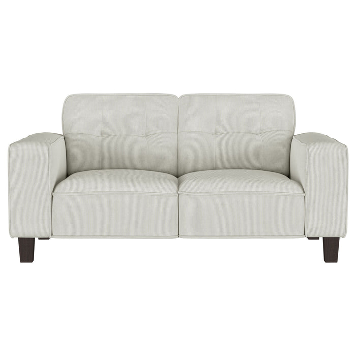 Deerhurst - Upholstered Track Arm Tufted Loveseat - Greige