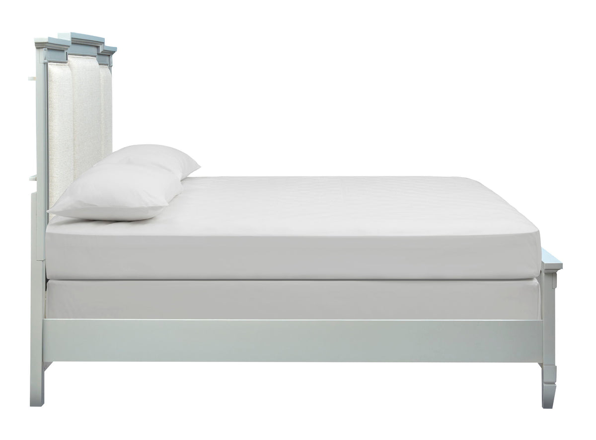 Glenbrook - Complete California King Panel Bed With Upholstered Headboard - Pebble