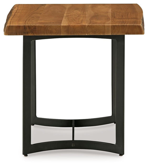Fortmaine - Rectangular End Table - Brown / Black