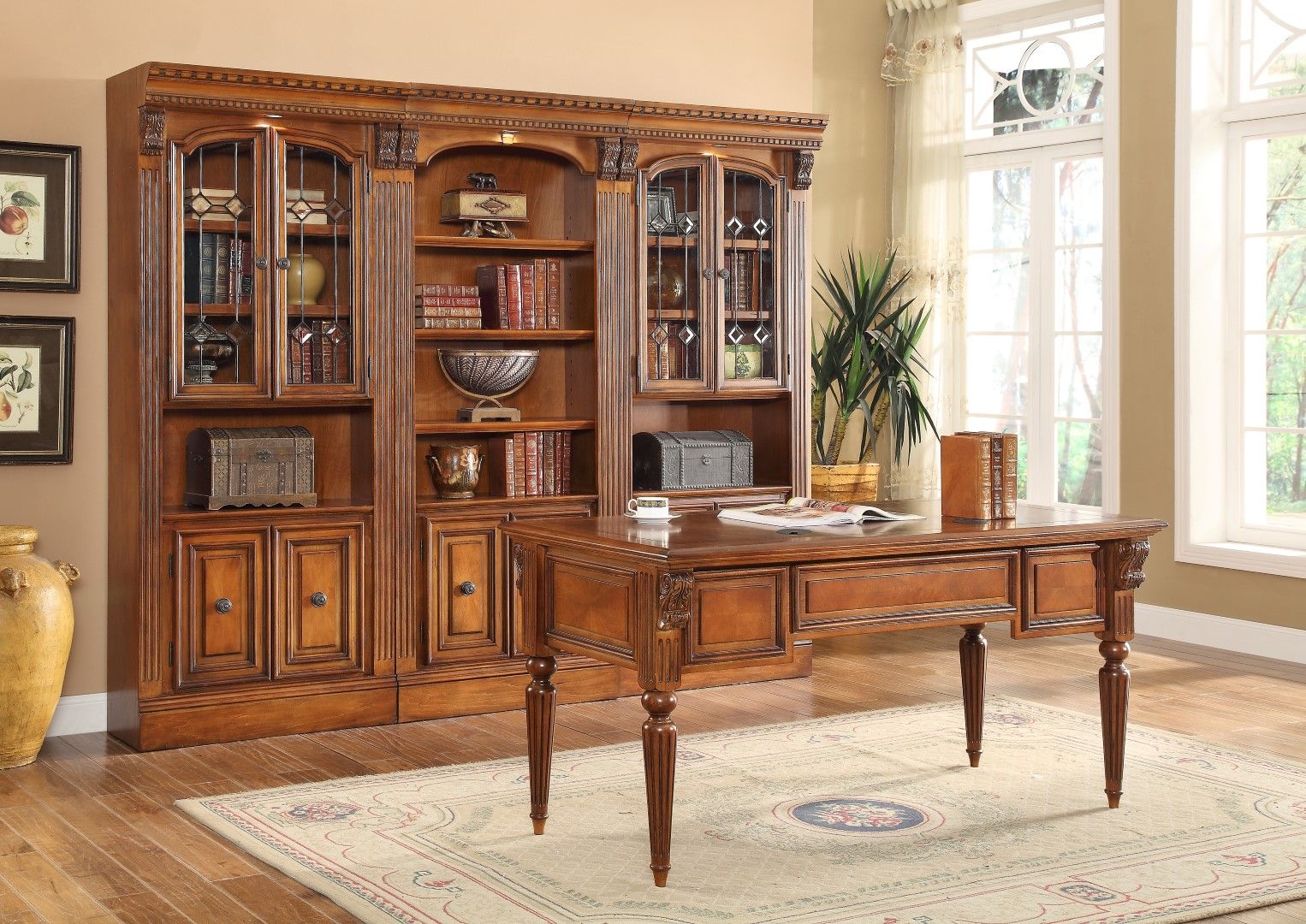 Huntington - Writing Desk - Antique Vintage Pecan