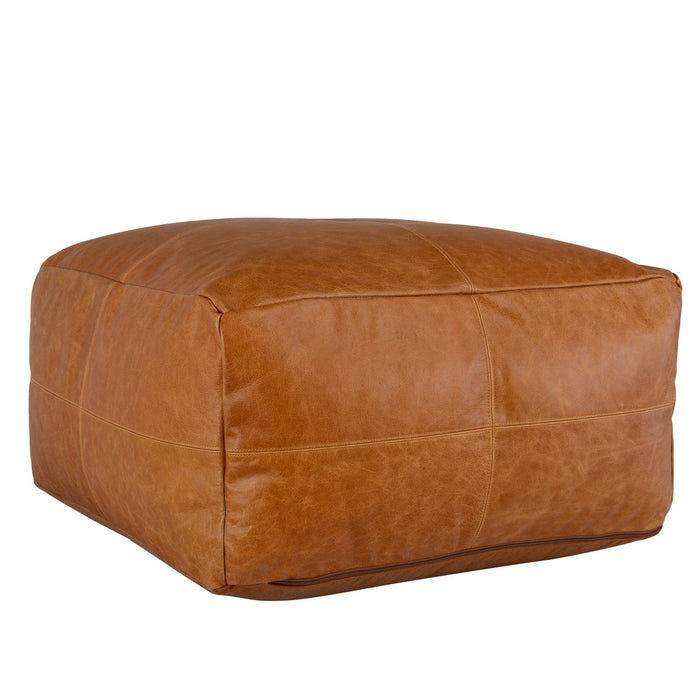 Poufs - Leather Dumont Pouf - Chestnut