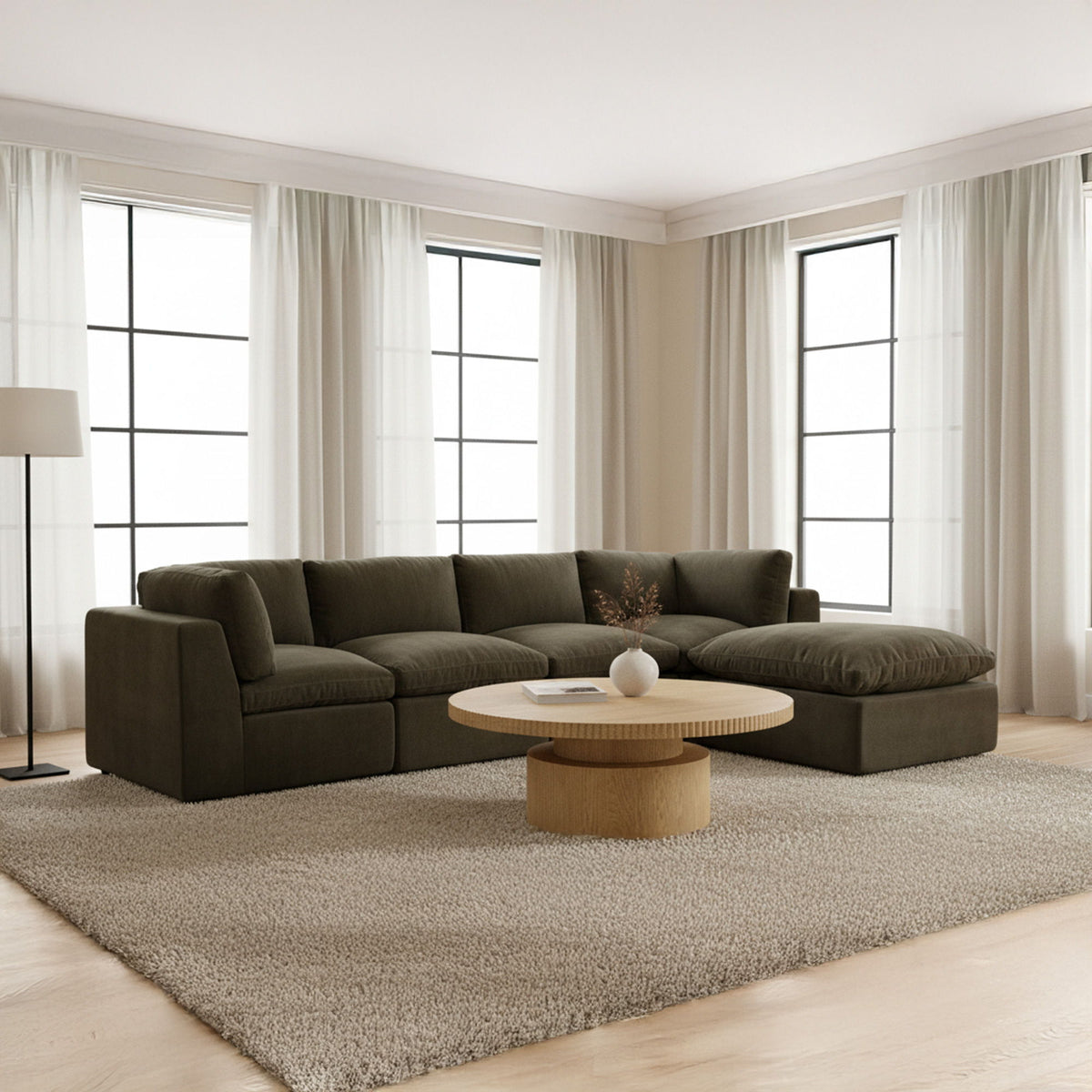 Cates - Classic L Modular Sectional - Dark Green